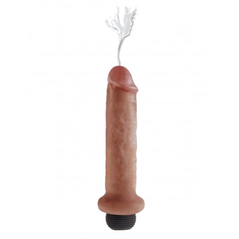 Кофейный фаллоимитатор с имитацией семяизвержения 7" Squirting Cock - 21,6 см.