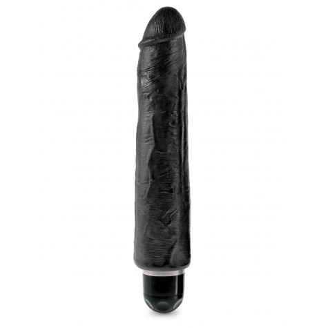 Чёрный вибратор-реалистик 10" Vibrating Stiffy - 30,5 см.